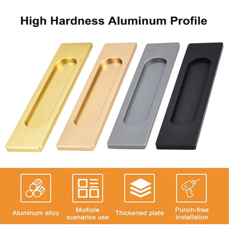 MOROBOR Self-Stick Rectangular Sliding Door Pulls  2pcs Matte Black Aluminum Alloy Flush Pull Punch-Free Handle for Sliding Barn Door Windows Cabinets (Matte Black) - Image 3